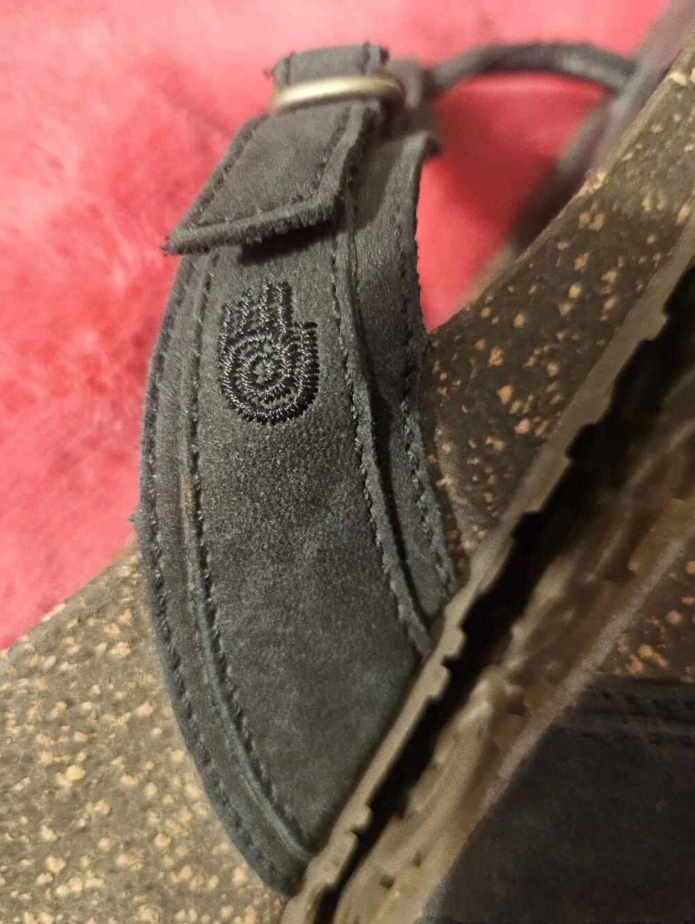 Teva Black Cork-Trim Thong Sandals Ventura Womens Size 6 Wedge Thong